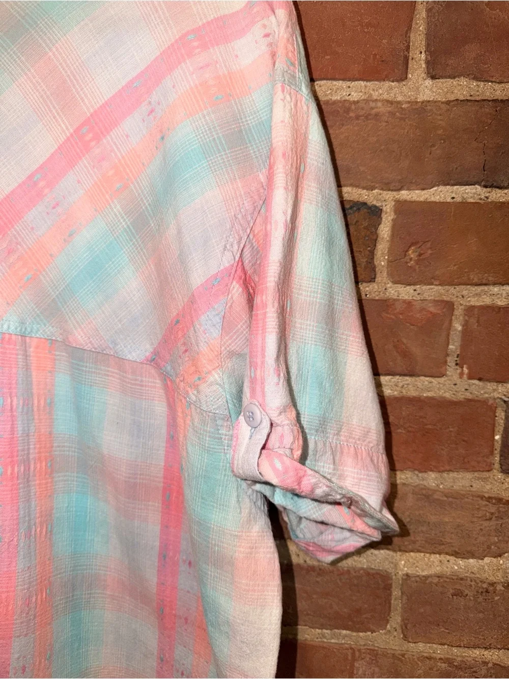 Pastel Pink & Mint Striped Button-Up Shirt